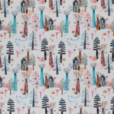 Cotton Poplin Digital Print - Wolf In Forest - (Cotton Poplin Printed)