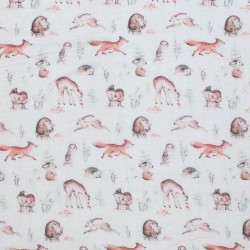 Double Gauze Fabric Digital Print - Woodland Animals