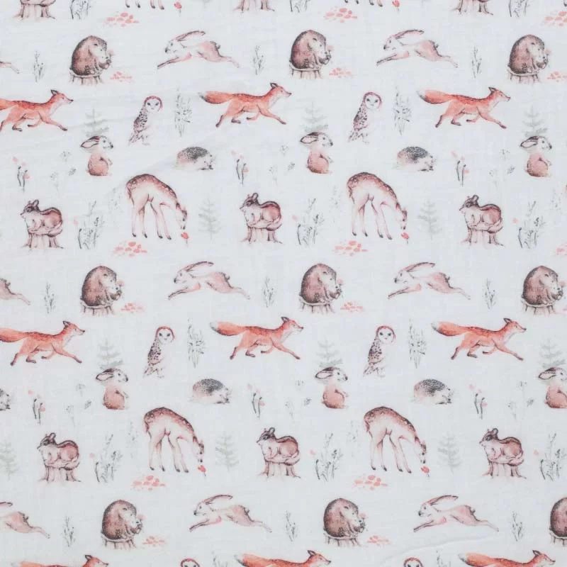 Hydrofiel Stof Digitale Print - Bos Dieren