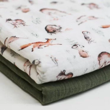 Hydrofiel Stof Digitale Print - Bos Dieren Hydrofiel Stof Digitale Print - Bos Dieren - (Kinderstoffen)