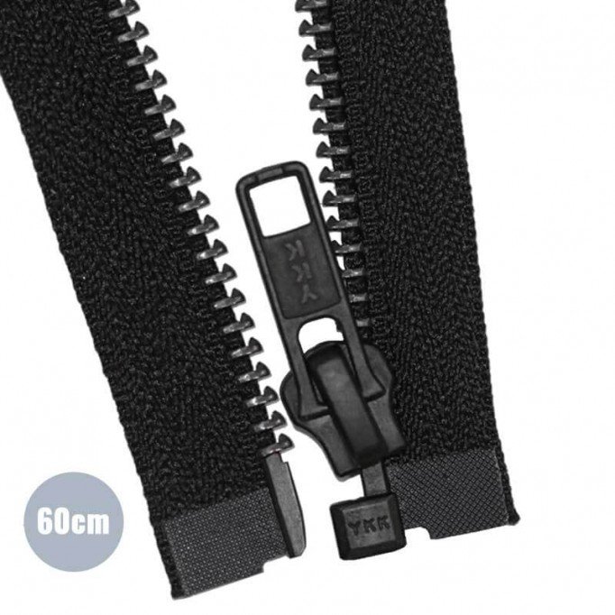 Cerniera Lampo Metallo Divisibile YKK Nero Ossidato Denti 60CM - (Cerniera Lampo YKK)