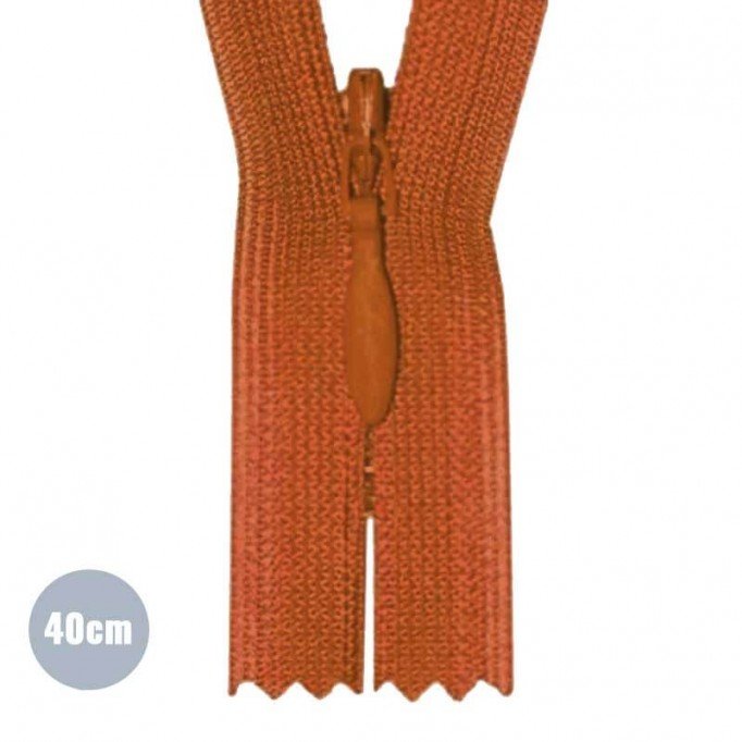 Usynlig Lynlås Cognac YKK 40CM Ikke-Delelige - (Usynlig Lynlåse YKK Ikke Delbar)