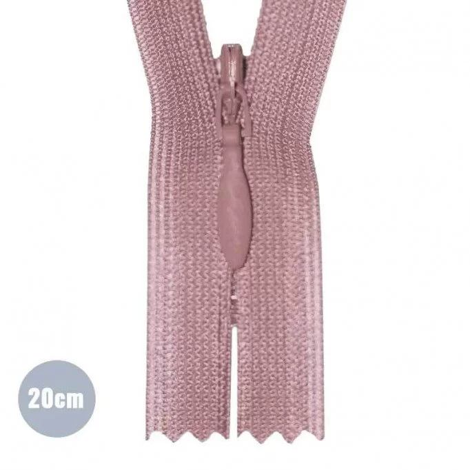 Usynlig Lynlås Gammel Pink YKK 20CM Ikke-Delelige - (Usynlig Lynlåse YKK Ikke Delbar)