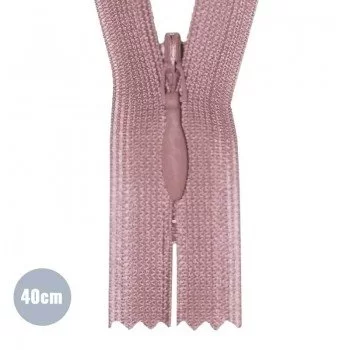 Fermetures Éclair Invisible Rose Vieux (221) YKK 40CM Non Séparable