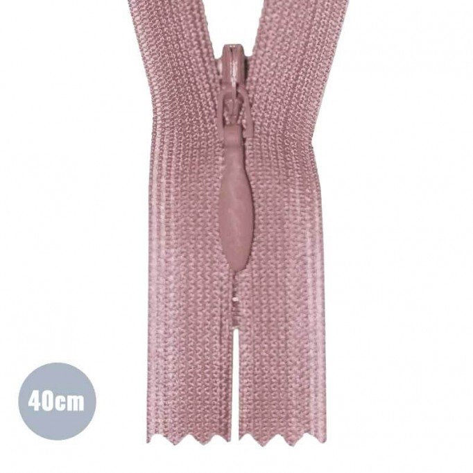Cerniera Lampo Invisibile Rosa Antico YKK 40CM Non Separabile - (Cerniera Lampo YKK Invisibile)