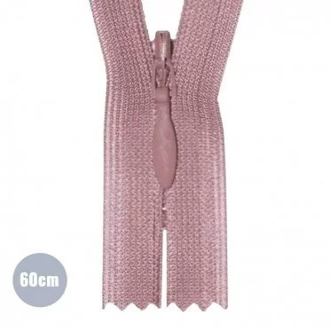 Verdecktem Reißverschluss Altrosa YKK 60CM Nicht Teilbar - (Nicht Teilbar Verdecktem Reißverschluss YKK)