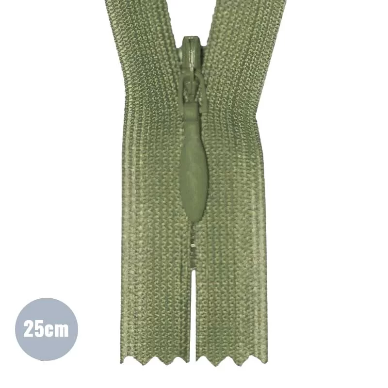 Blinde Rits Olijf (566) 25CM YKK Niet Deelbaar