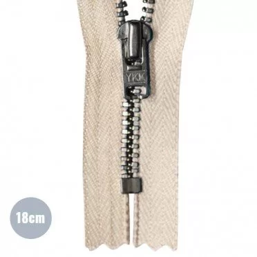 Cerniera Lampo Beige 18CM Metallo - (Indivisibili Cerniere Lampo YKK In Metallo)