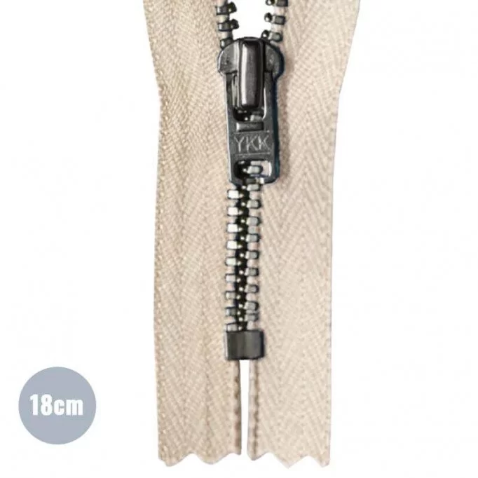 Lynlås Beige 18CM Metal - (Ikke Delbar YKK Lynlåse Metal )