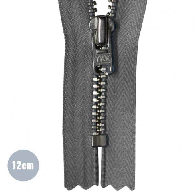 Cerniera Lampo Grigio Scuro 12CM Metallo     - (Indivisibili Cerniere Lampo YKK In Metallo)