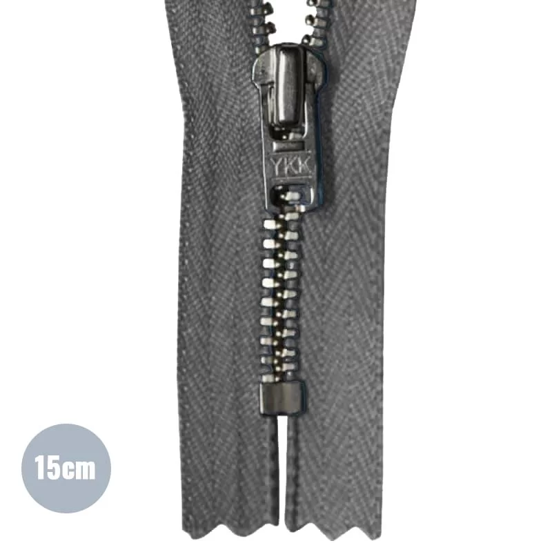 Metalen Rits YKK Niet Deelbaar Donker Grijs (306) 15CM