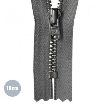 Cerniera Lampo Metallica YKK Non Divisibile Grigio Scuro (306) 18CM