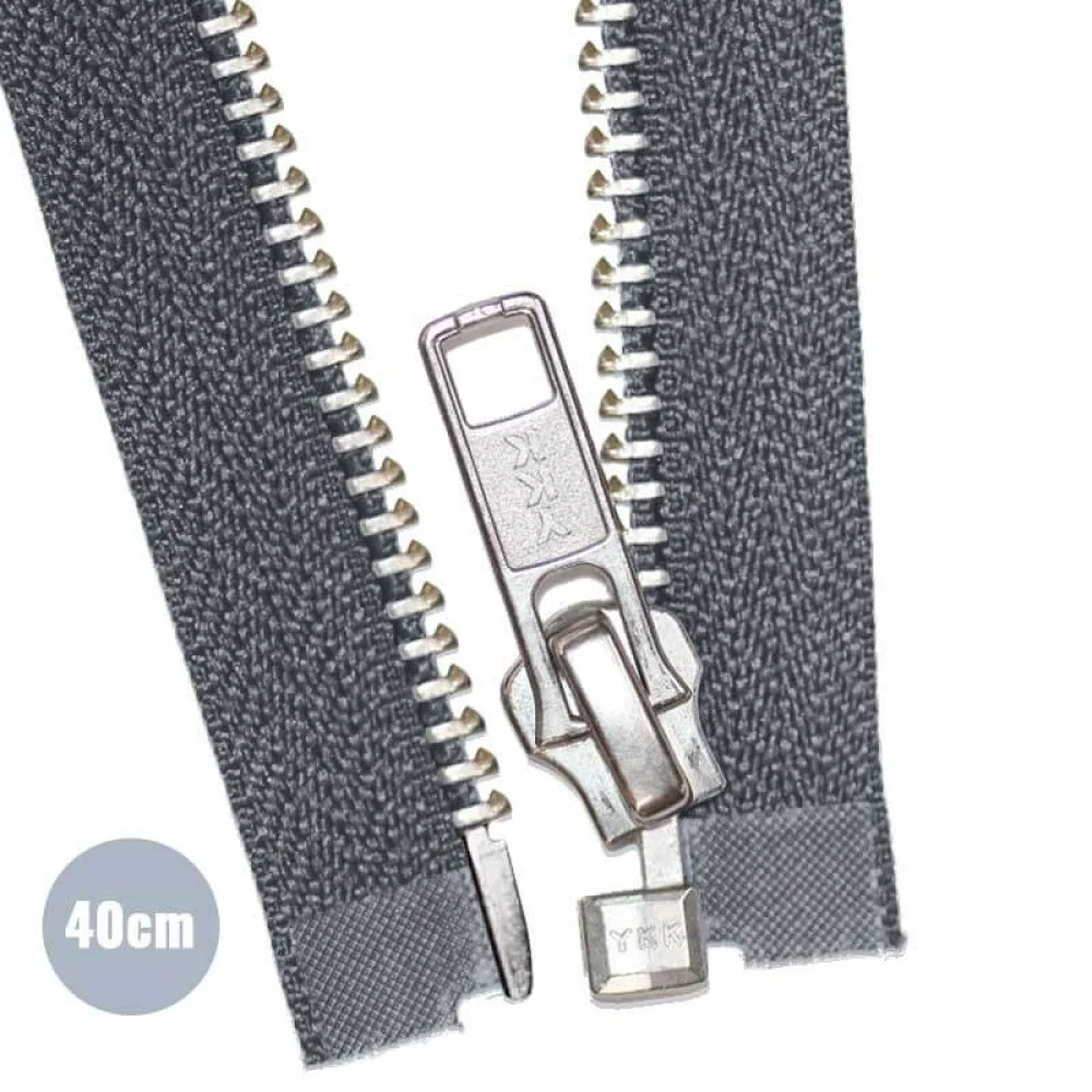 Métal Argentée Fermeture Éclair Séparable YKK Gris Foncé (306) 40CM