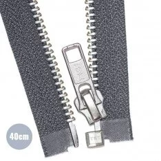 Zilver Metaal Deelbare Rits YKK Donker Grijs (306) 40CM