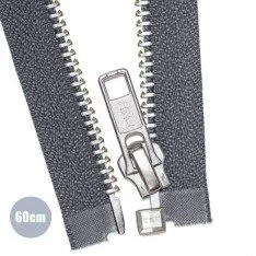 Métal Argentée Fermeture Éclair Séparable YKK Gris Foncé (306) 60CM