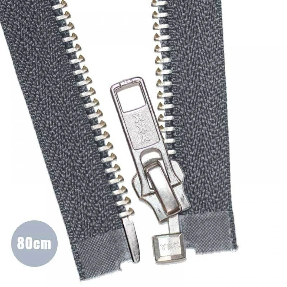 Cerniera Lampo Metallo Argento Divisibile YKK Grigio Scuro (306) 30CM 