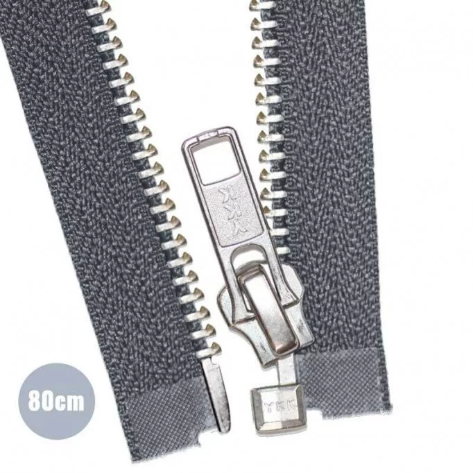 Zilver Metaal Deelbare Rits YKK Donker Grijs 30CM - (Ritsen Ykk)