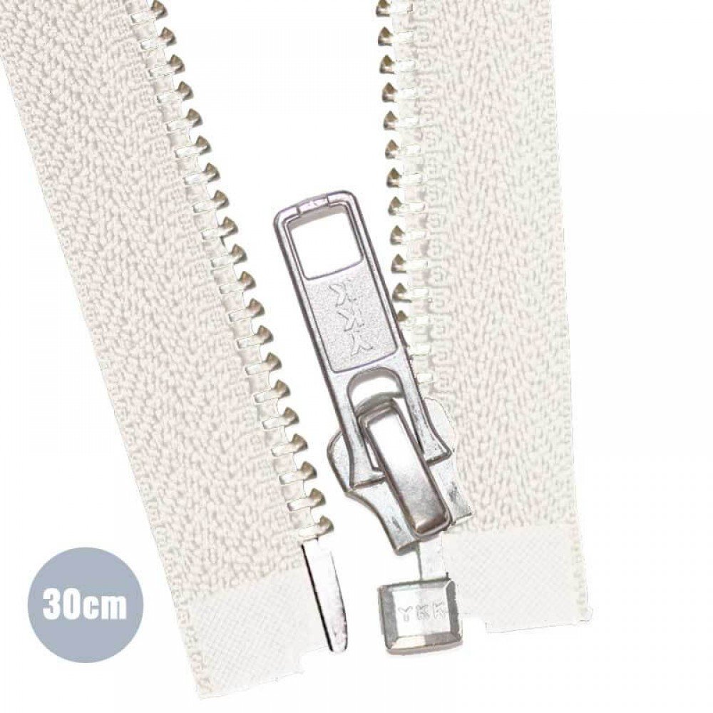 Zilver Metaal Deelbare Rits YKK Ecru (841) 30CM Zilver Metaal Deelbare Rits YKK Ecru (841) 30CM
