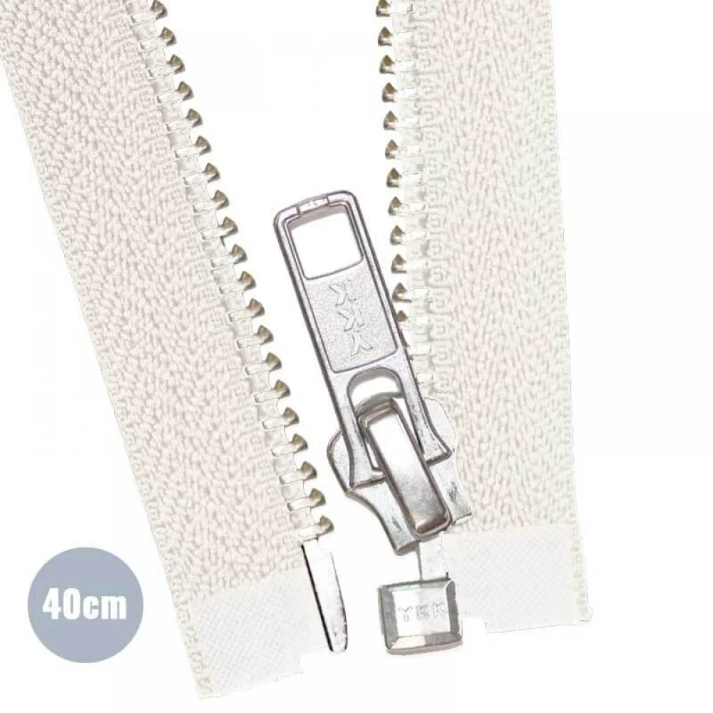 Métal Argentée Fermeture Éclair Séparable YKK Écru (841) 40CM