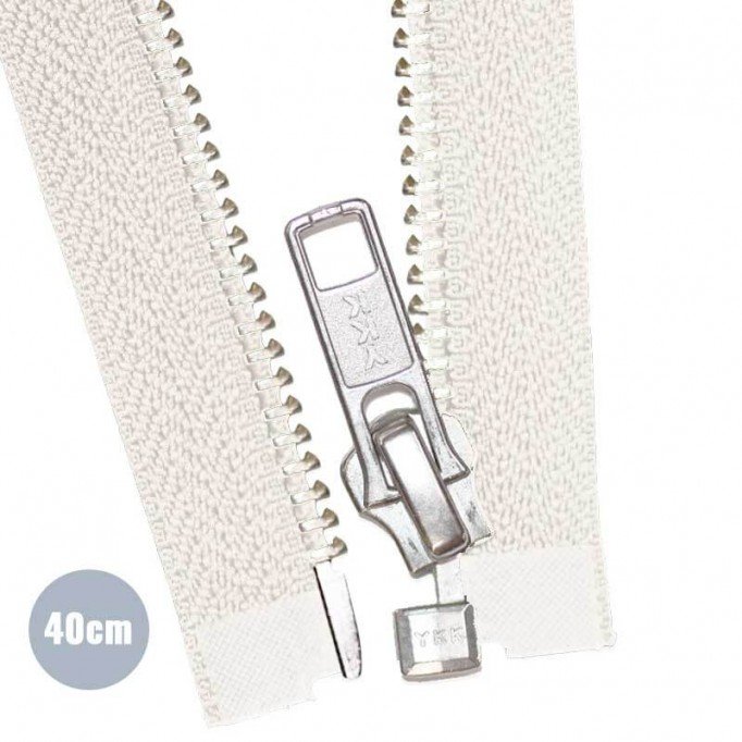 Cerniera Lampo Metallo Argento Divisibile YKK Ecru 40CM - (Cerniera Lampo YKK)