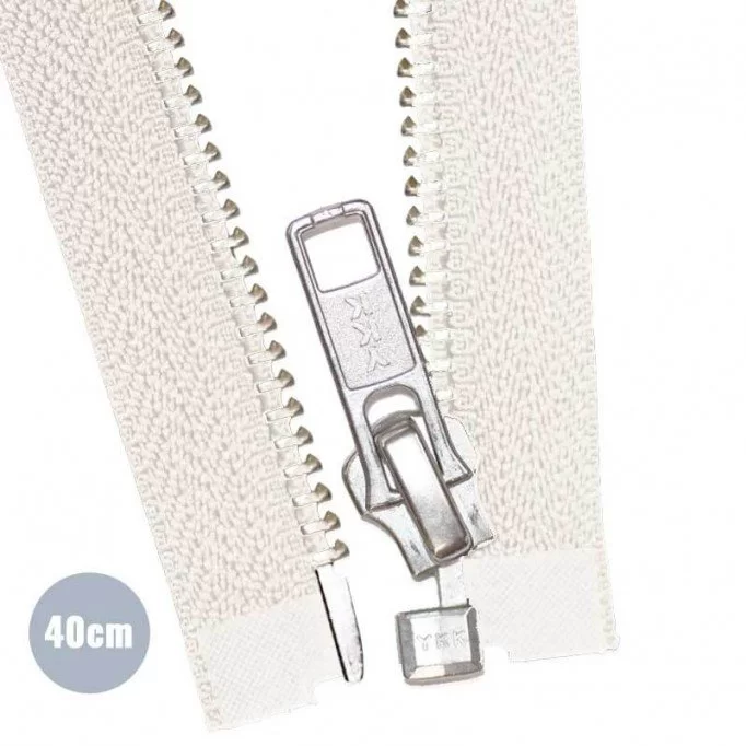 Zilver Metaal Deelbare Rits YKK Ecru 40CM - (Ritsen Ykk)