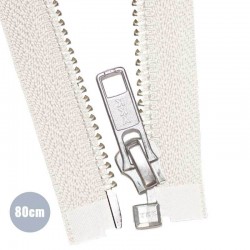 Silver Metal Divisible Zipper YKK Ecru (841) 80CM