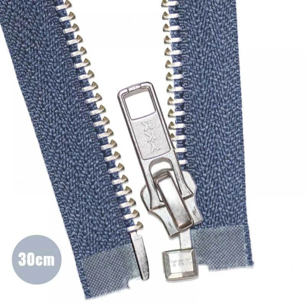 Cerniera Lampo Metallo Argento Divisibile YKK Jeans Scuro (398) 30CM Cerniera Lampo Metallo Argento Divisibile YKK Jeans Scuro 30CM - (Cerniera Lampo YKK)