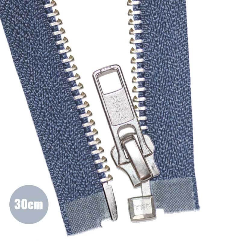 Zilver Metaal Deelbare Rits YKK Donker Jeans (398) 30CM