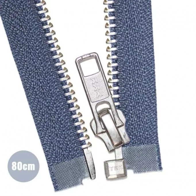 Sølv Metal Delbare Lynlåse YKK Mørk Jeans 80CM - (Lynlåse YKK)