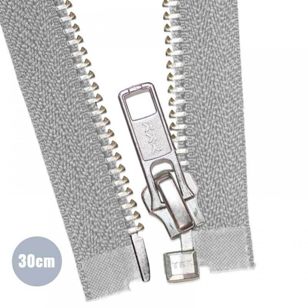 Sølv Metal Delbare Lynlåse YKK Lysegrå (576) 30CM 