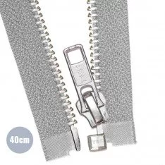 Zilver Metaal Deelbare Rits YKK Licht Grijs (576) 40CM