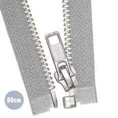 Silver Metal Divisible Zipper YKK Light Grey (576) 80CM 