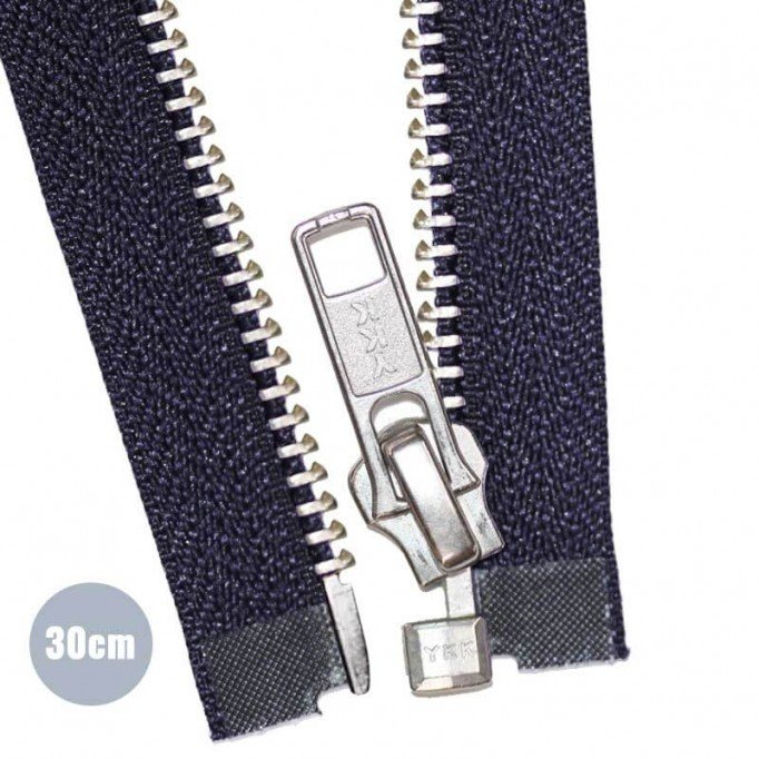 Cerniera Lampo Metallo Argento Divisibile YKK Marina 30CM - (Cerniera Lampo YKK)