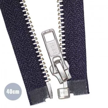 Silver Metal Divisible Zipper YKK Navy (058) 40CM 