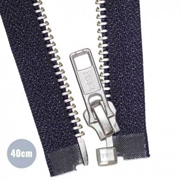Silber Metall Teilbarer Reißverschluss YKK Marine 40CM - (Reißverschluss YKK)
