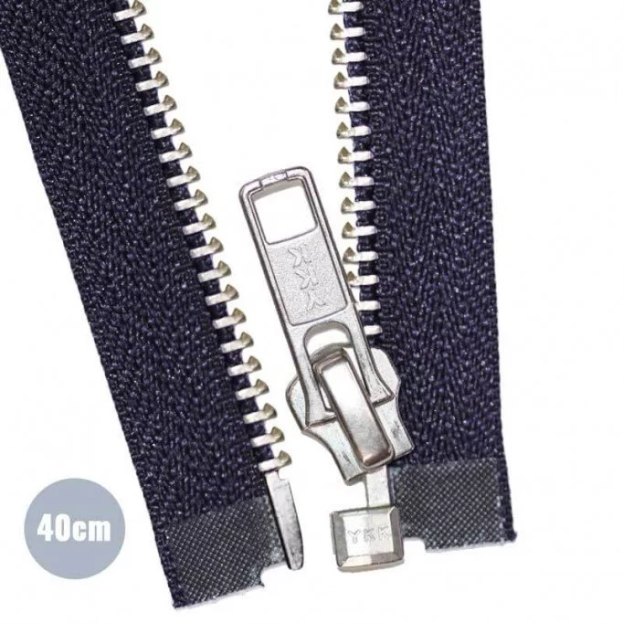 Métal Argentée Fermeture Éclair Séparable YKK Marine 40CM - (Fermetures Éclair YKK )