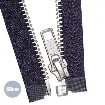 Silver Metal Divisible Zipper YKK Navy (058) 60CM