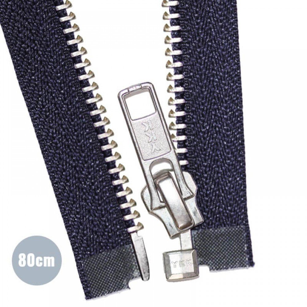 Sølv Metal Delbare Lynlåse YKK Navy (058) 80CM