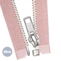 Métal Argentée Fermeture Éclair Séparable YKK Nude Rose (274) 60CM