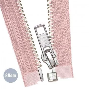 Métal Argentée Fermeture Éclair Séparable YKK Nude Rose (274) 80CM 