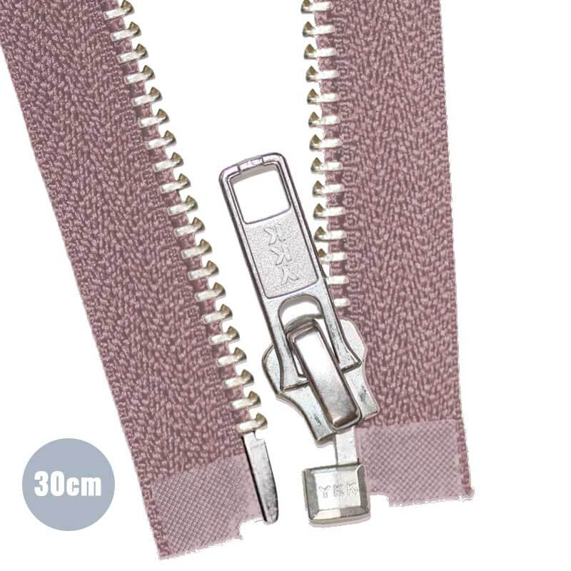 Zilver Metaal Deelbare Rits YKK Oud Roze (221) 30CM