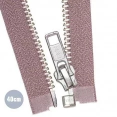 Zilver Metaal Deelbare Rits YKK Oud Roze (221) 40CM