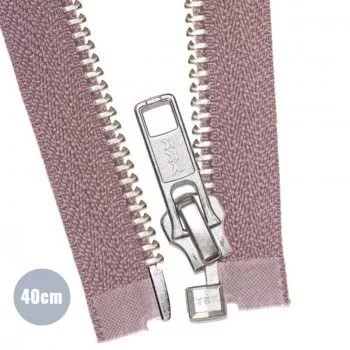 Silver Metal Divisible Zipper YKK Old Pink (221) 40CM