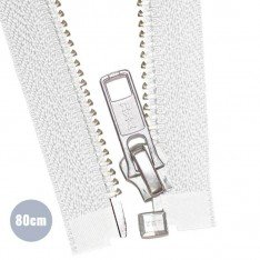 Silver Metal Divisible Zipper YKK White (501) 80CM
