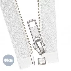 Silber Metall Teilbarer Reißverschluss YKK Weiß (501) 80CM Silber Metall Teilbarer Reißverschluss YKK Weiß (501) 80CM