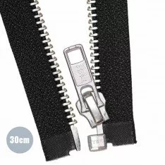 Métal Fermeture Éclair Séparable YKK Noir (580) 30CM Nickel