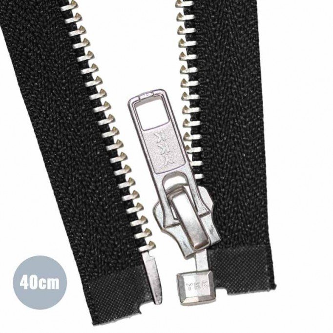 Metaal Deelbare Rits YKK Zwart 40CM Nikkel - (Ritsen Ykk)