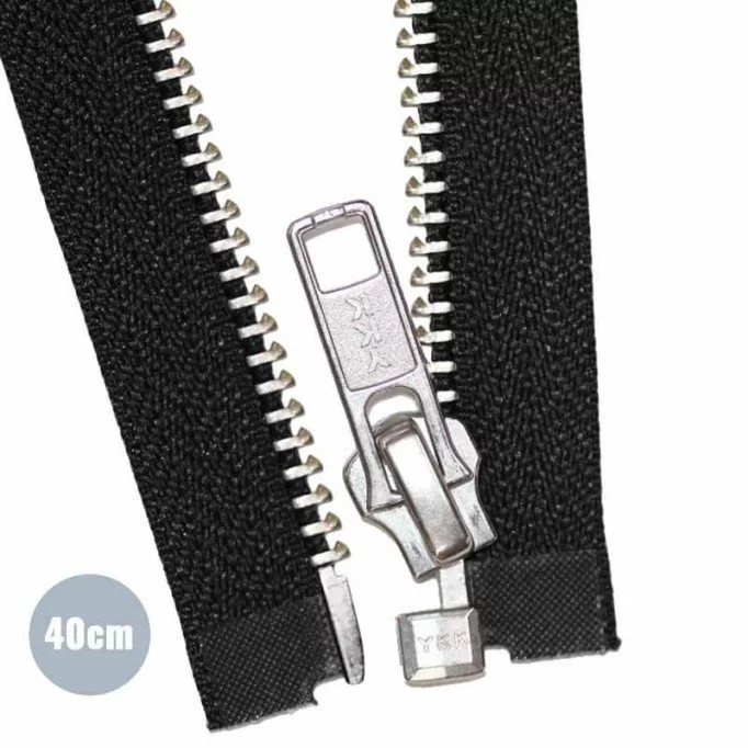 Metaal Deelbare Rits YKK Zwart 40CM Nikkel - (Ritsen Ykk)