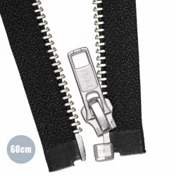 Metaal Deelbare Rits YKK Zwart (580) 60CM Nikkel Metaal Deelbare Rits YKK Zwart (580) 60CM Nikkel