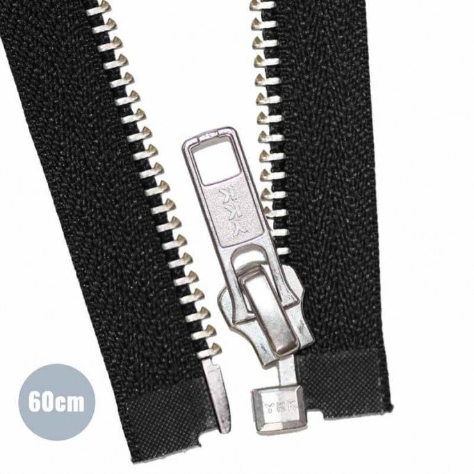 Metal Delbare Lynlåse YKK Sort 60CM Nikkel - (Lynlåse YKK)